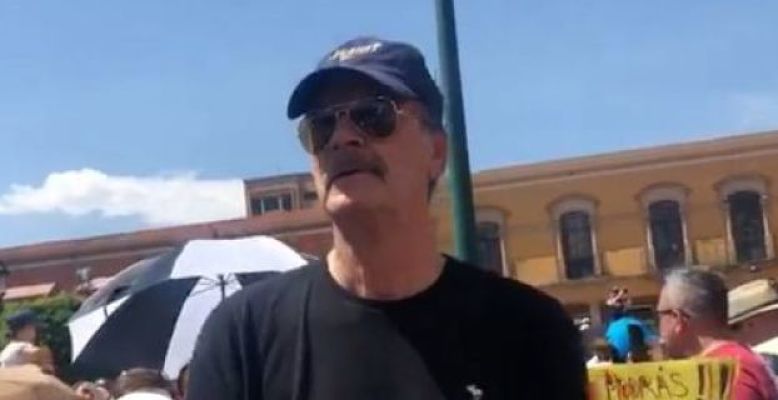 LEÓN, GUANAJUATO, 05MAYO2019.- El ex Presidente de México, Vicente Fox Quesada, encabezó una manifestación en la que participaron cientos de ciudadanos, para mostrar su descontento por las decisiones de gobierno tomadas por el Presidente de México, Andrés Manuel López Obrador. FOTO: CUARTOSCURO.COM