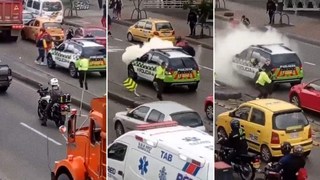 Encapuchados atacan una patrulla en Bogota-min
