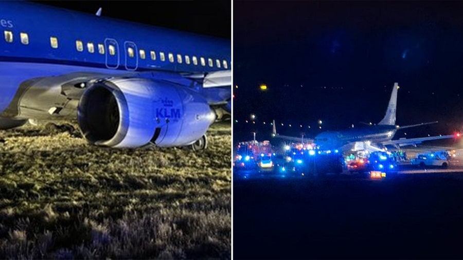 Avión de KLM se sale de pista tras aterrizaje de emergencia en Noruega-min
