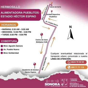 Gobierno de Sonora anuncia dos rutas alimentadoras de transporte urbano al norte y sur de Hermosillo-min
