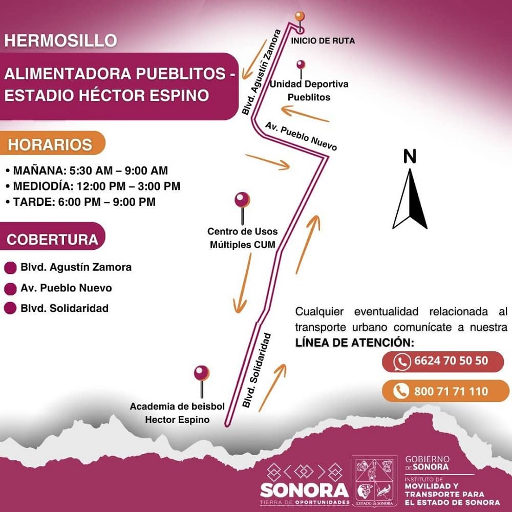 Gobierno de Sonora anuncia dos rutas alimentadoras de transporte urbano al norte y sur de Hermosillo-min