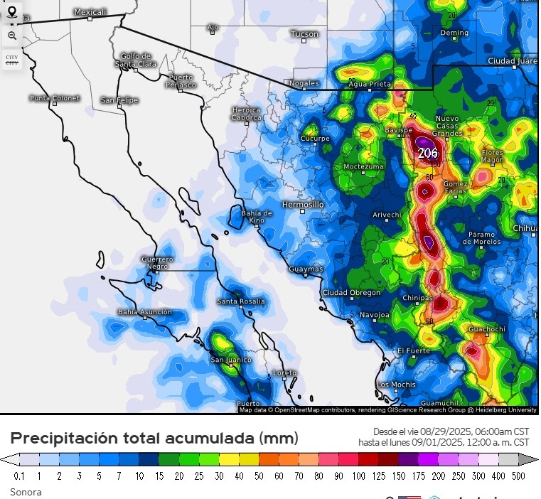 altas probabilidades de lluvias