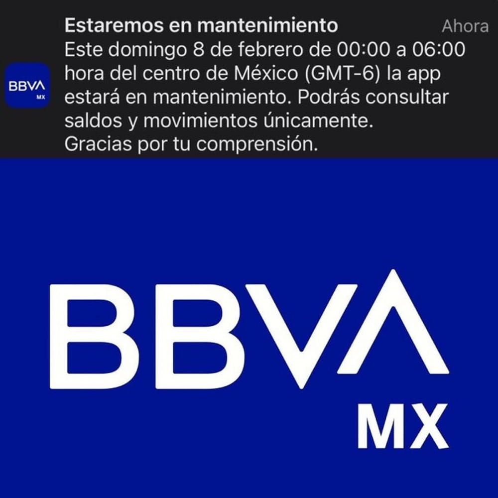apps bancomer esttará en mantenimiento la madrugada del domingo.