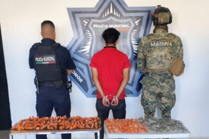 Cajeme. Detienen Policía municipal y SEMAR a menor con 170 envoltorios de droga
