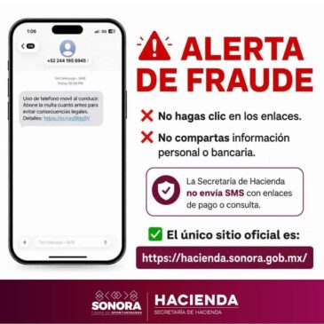 Alerta Secretaría de Hacienda por mensajes falsos sobre supuestos adeudos e infracciones
